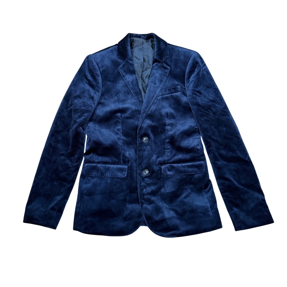 Crewcuts J.Crew Boys Ludlow Navy Blue Velvet Blazer Jacket Size 14 Holiday Part